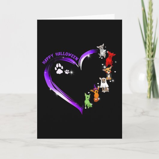 Chihuahua Kostuum Happy Halloween T-shirt Grappige Kaart (Voorkant)