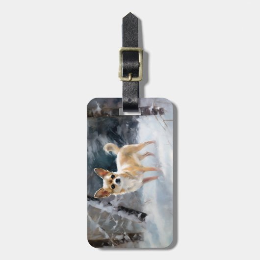Chihuahua Laat het sneeuwen Kerstmis Bagagelabel (Voorkant verticaal)