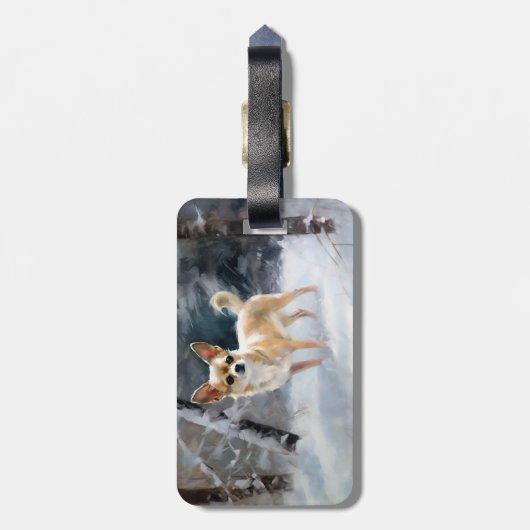 Chihuahua Laat het sneeuwen Kerstmis Bagagelabel (Achterkant verticaal)