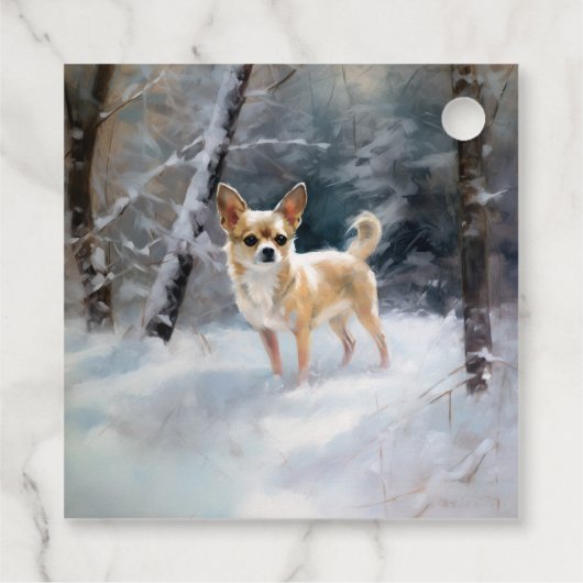 Chihuahua Laat het sneeuwen Kerstmis Bedankjes Labels (Achterkant)