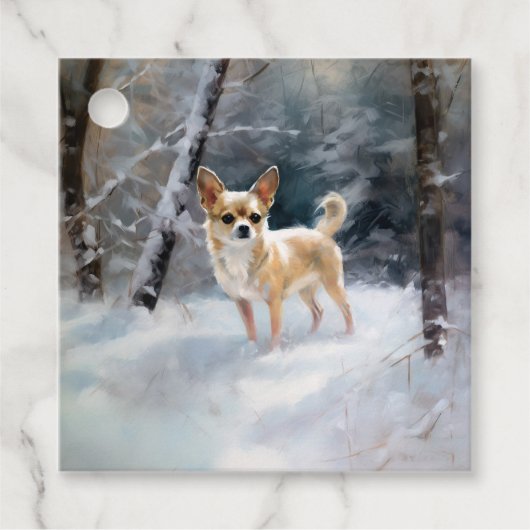 Chihuahua Laat het sneeuwen Kerstmis Bedankjes Labels (Voorkant)