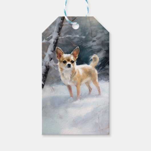Chihuahua Laat het sneeuwen Kerstmis Cadeaulabel (Voorkant)