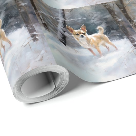 Chihuahua Laat het sneeuwen Kerstmis Cadeaupapier (Rol Hoek)