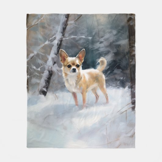 Chihuahua Laat het sneeuwen Kerstmis Fleece Deken (Voorkant)