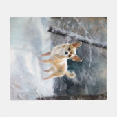 Chihuahua Laat het sneeuwen Kerstmis Fleece Deken (Voorkant (Horizontaal))