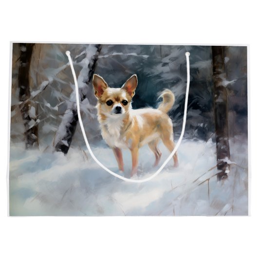 Chihuahua Laat het sneeuwen Kerstmis Groot Cadeauzakje (Achterkant)