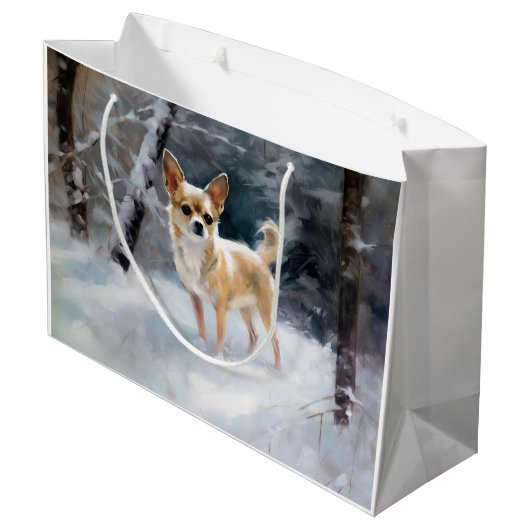 Chihuahua Laat het sneeuwen Kerstmis Groot Cadeauzakje (Achterkant Gekanteld)