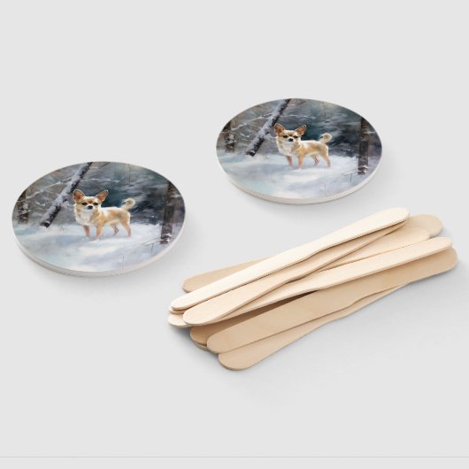 Chihuahua Laat het sneeuwen Kerstmis Handwaaier (Niet-gemonteerd)