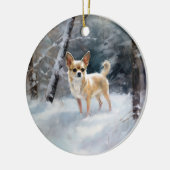 Chihuahua Laat het sneeuwen Kerstmis Keramisch Ornament (Links)