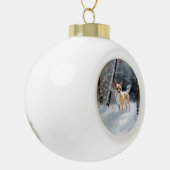 Chihuahua Laat het sneeuwen Kerstmis Keramische Bal Ornament (Links)