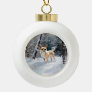 Chihuahua Laat het sneeuwen Kerstmis Keramische Bal Ornament