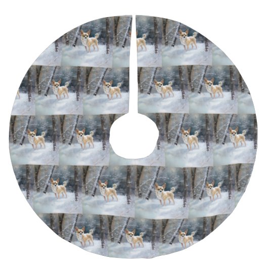 Chihuahua Laat het sneeuwen Kerstmis Kerstboom Rok (Voorkant)