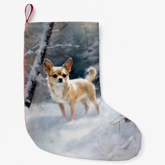 Chihuahua Laat het sneeuwen Kerstmis Kleine Kerstsok (Voorkant)