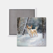Chihuahua Laat het sneeuwen Kerstmis Magneet (Voorkant / Achterkant)