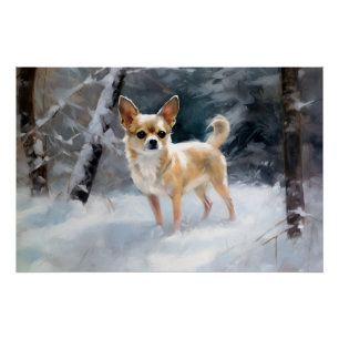Chihuahua Laat het sneeuwen Kerstmis Perfect Poster