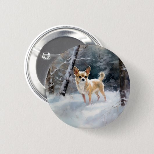 Chihuahua Laat het Sneeuwen Kerstmis Ronde Button 5,7 Cm (Voorkant /achterkant)