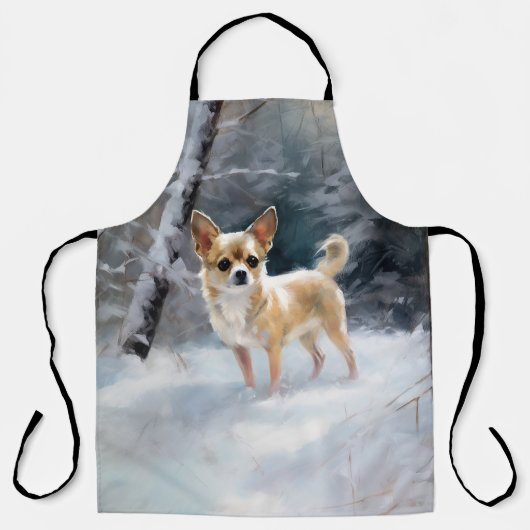 Chihuahua Laat het sneeuwen Kerstmis Schort (Voorkant)