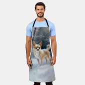 Chihuahua Laat het sneeuwen Kerstmis Schort (Gedragen)