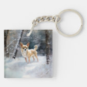 Chihuahua Laat het sneeuwen Kerstmis Sleutelhanger (Achterkant)