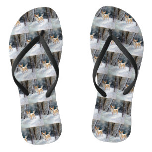 Chihuahua Laat het sneeuwen Kerstmis Teenslippers