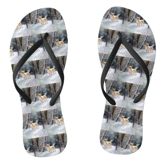Chihuahua Laat het sneeuwen Kerstmis Teenslippers (Voetbed)