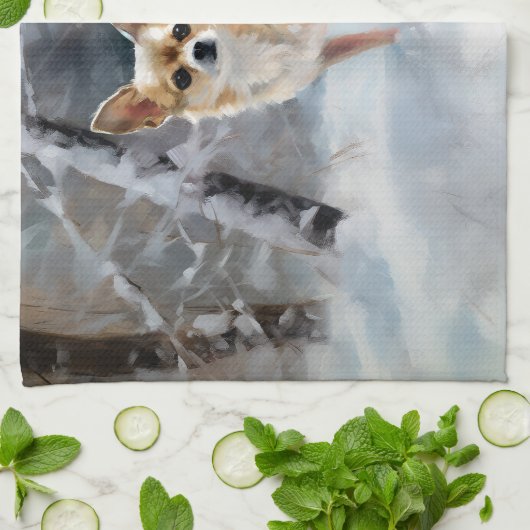 Chihuahua Laat het sneeuwen Kerstmis Theedoek (Gevouwen)