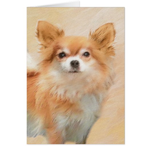 Chihuahua langharige hond schilderij originele kun (Voorkant)