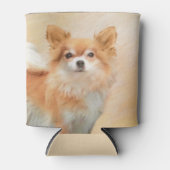 Chihuahua langharige hond schilderij originele kun blikjeskoeler (Voorkant)