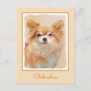 Chihuahua langharige hond schilderij originele kun briefkaart