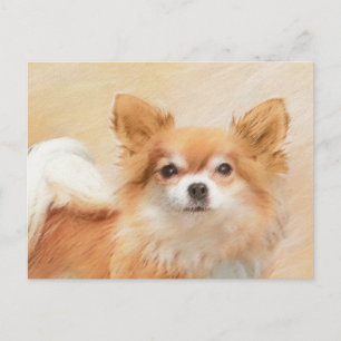 Chihuahua langharige hond schilderij originele kun briefkaart
