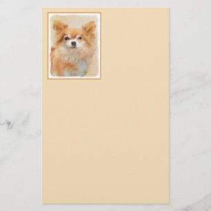 Chihuahua langharige hond schilderij originele kun briefpapier