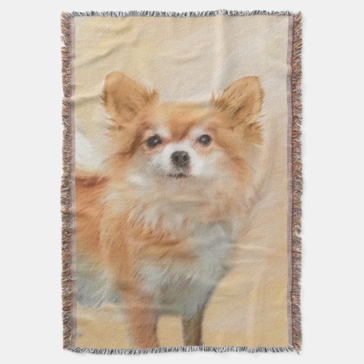 Chihuahua langharige hond schilderij originele kun deken (Voorkant Verticaal)