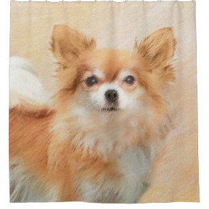 Chihuahua langharige hond schilderij originele kun douchegordijn