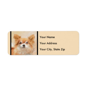 Chihuahua langharige hond schilderij originele kun etiket