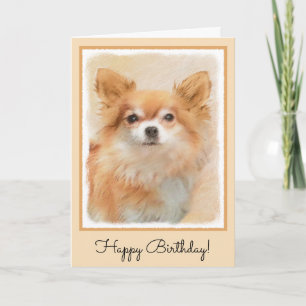 Chihuahua langharige hond schilderij originele kun kaart