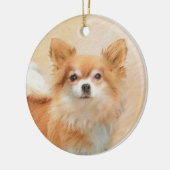 Chihuahua langharige hond schilderij originele kun keramisch ornament (Links)