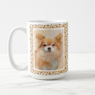 Chihuahua Langharige Hond Schilderij Originele Kun Koffiemok