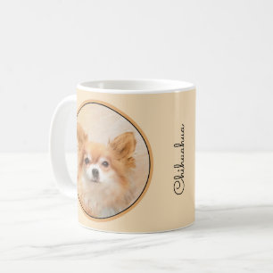 Chihuahua langharige hond schilderij originele kun koffiemok