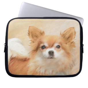 Chihuahua langharige hond schilderij originele kun laptop sleeve