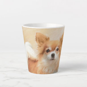 Chihuahua Langharige Hond Schilderij Originele Kun Latte Mok