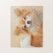 Chihuahua langharige hond schilderij originele kun legpuzzel (Verticaal)