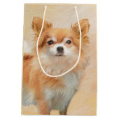 Chihuahua langharige hond schilderij originele kun medium cadeauzakje (Achterkant)