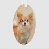 Chihuahua langharige hond schilderij originele kun ornament (voorkant)