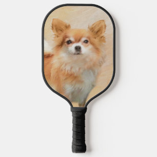 Chihuahua langharige hond schilderij originele kun pickleball paddle