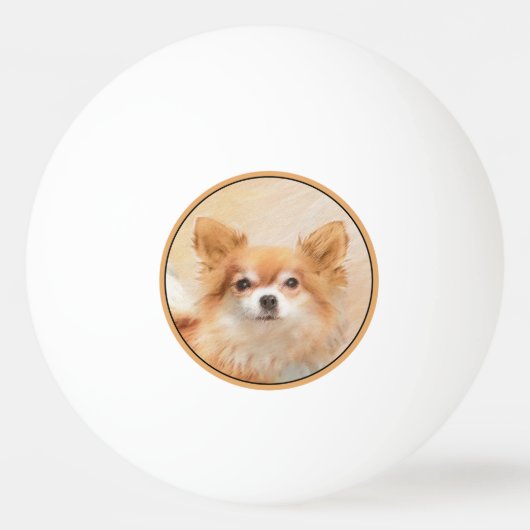 Chihuahua langharige hond schilderij originele kun pingpongbal (Voorkant)