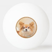 Chihuahua langharige hond schilderij originele kun pingpongbal (Achterkant)