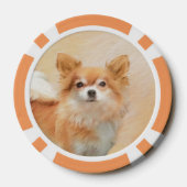 Chihuahua langharige hond schilderij originele kun poker chips (Achterkant)