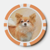 Chihuahua langharige hond schilderij originele kun poker chips (Voorkant)