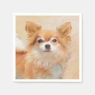 Chihuahua langharige hond schilderij originele kun servet