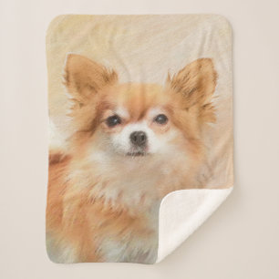 Chihuahua Langharige Hond Schilderij Originele Kun Sherpa Deken